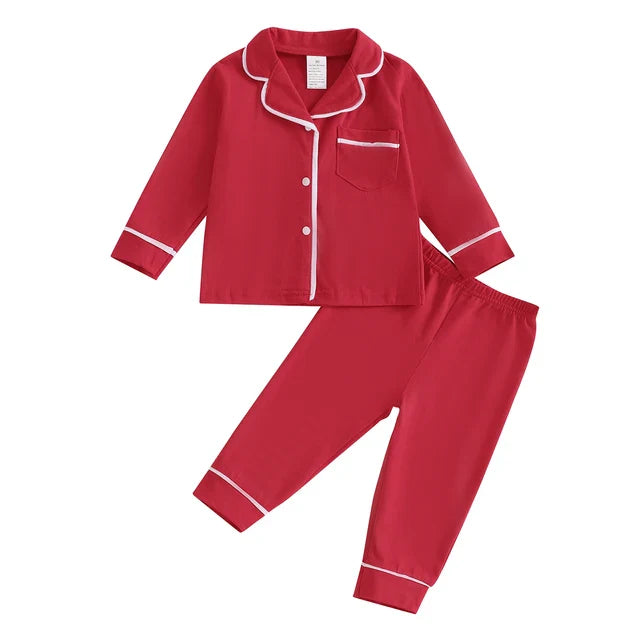 Red Trim Jammies-READY TO SHIP