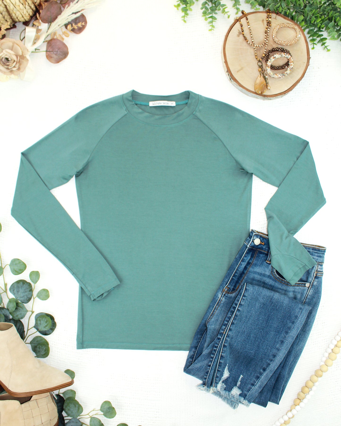 Blair Long Sleeve Top - Dusty Jade