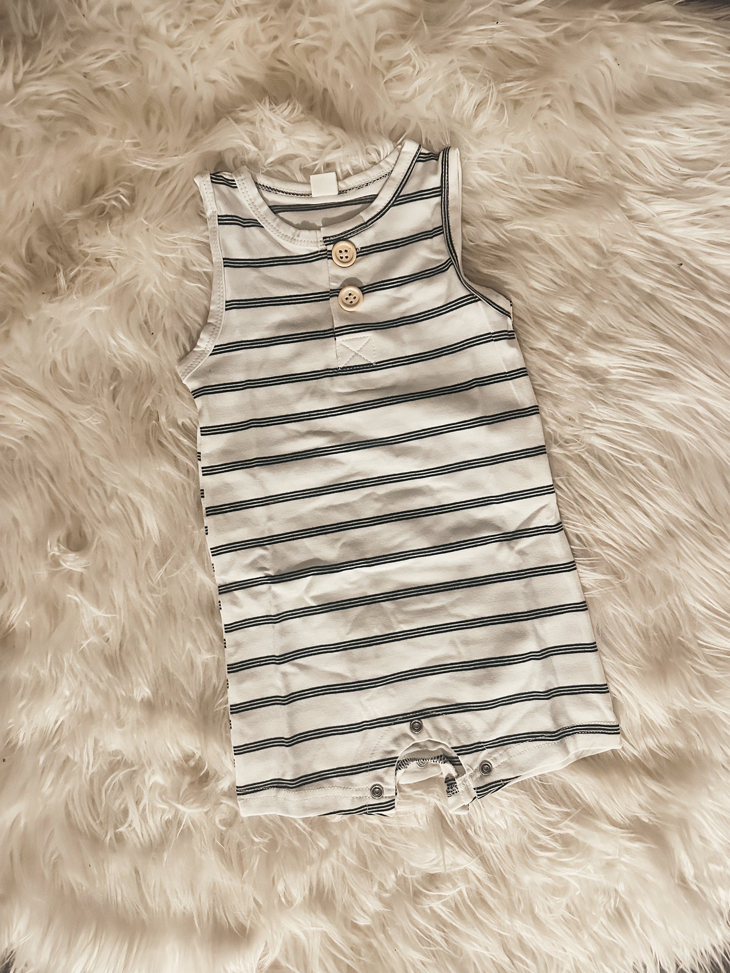 Striped Button Tank Romper-READY TO SHIP