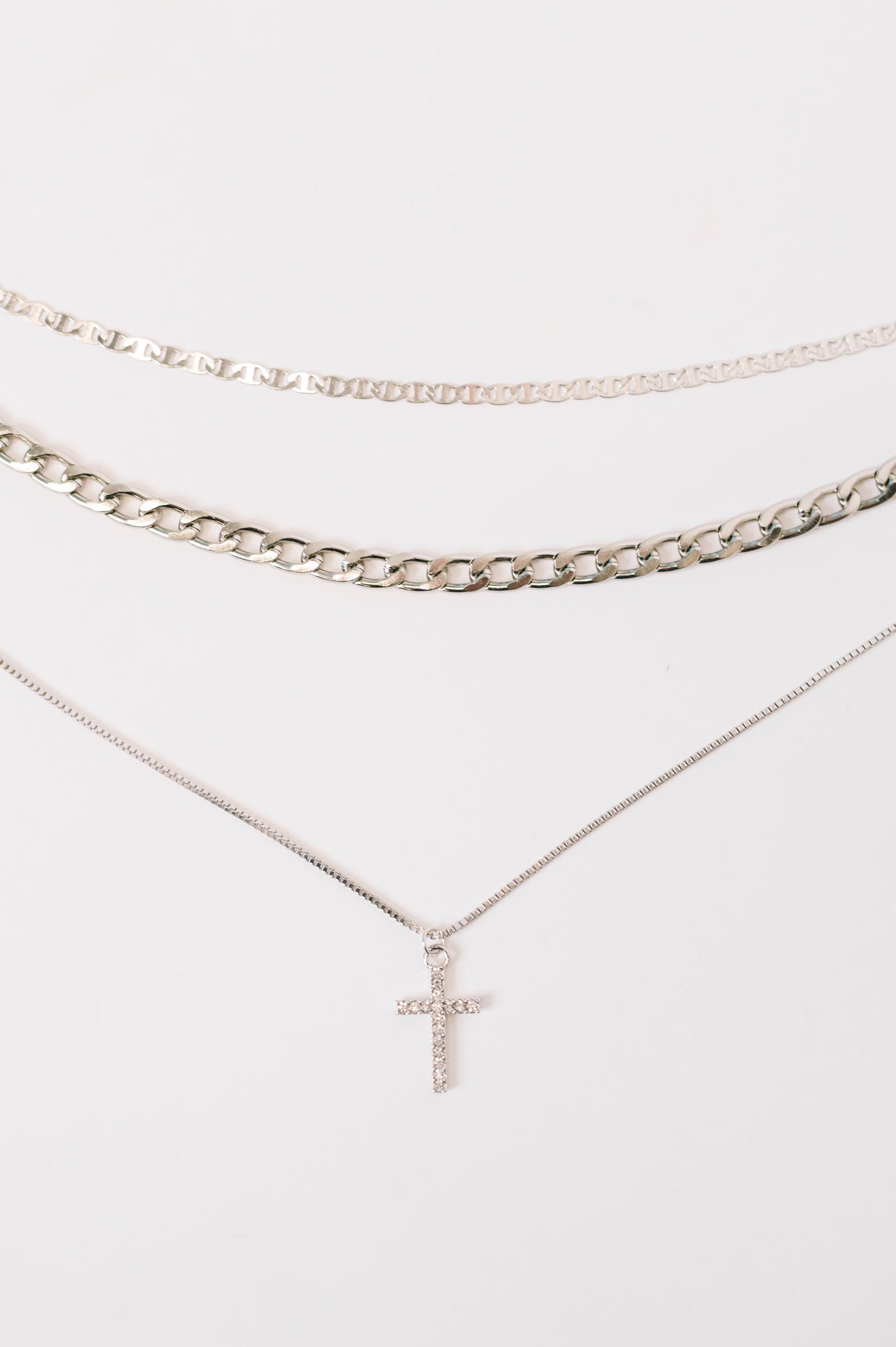 Layered Faith Necklace in Silver