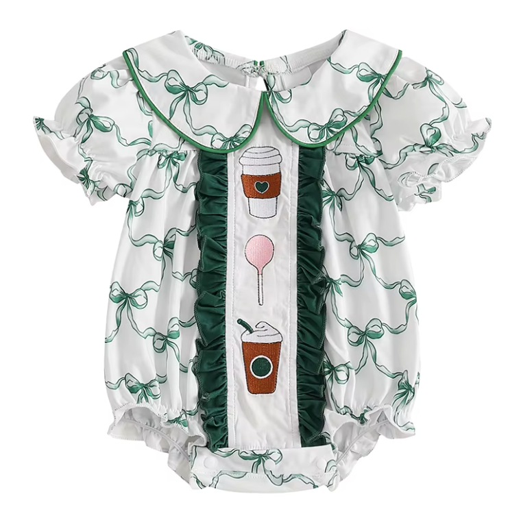 Coffee Smocked Romper-READY TO SHIP