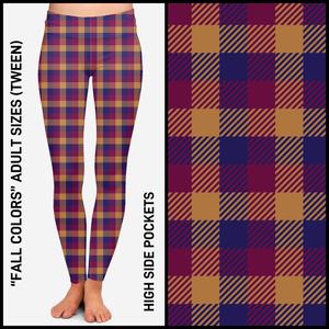 Red Plaid Leggings with Pockets