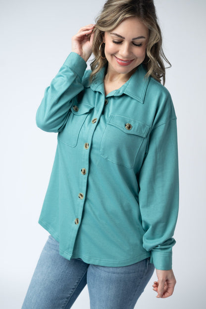 Brenna Button Down Top - Teal