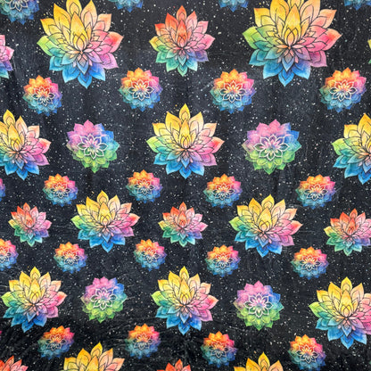 Blanket - Rainbow Mandala on Black