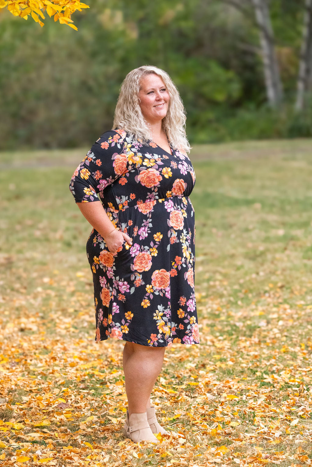 Taylor Dress - Black Fall Floral Mix