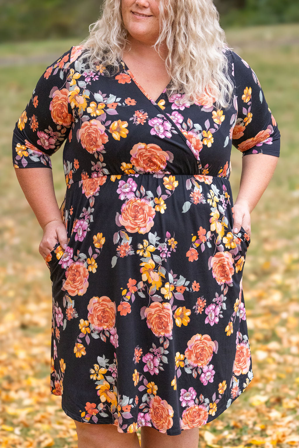 Taylor Dress - Black Fall Floral Mix