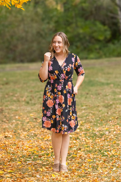 Taylor Dress - Black Fall Floral Mix