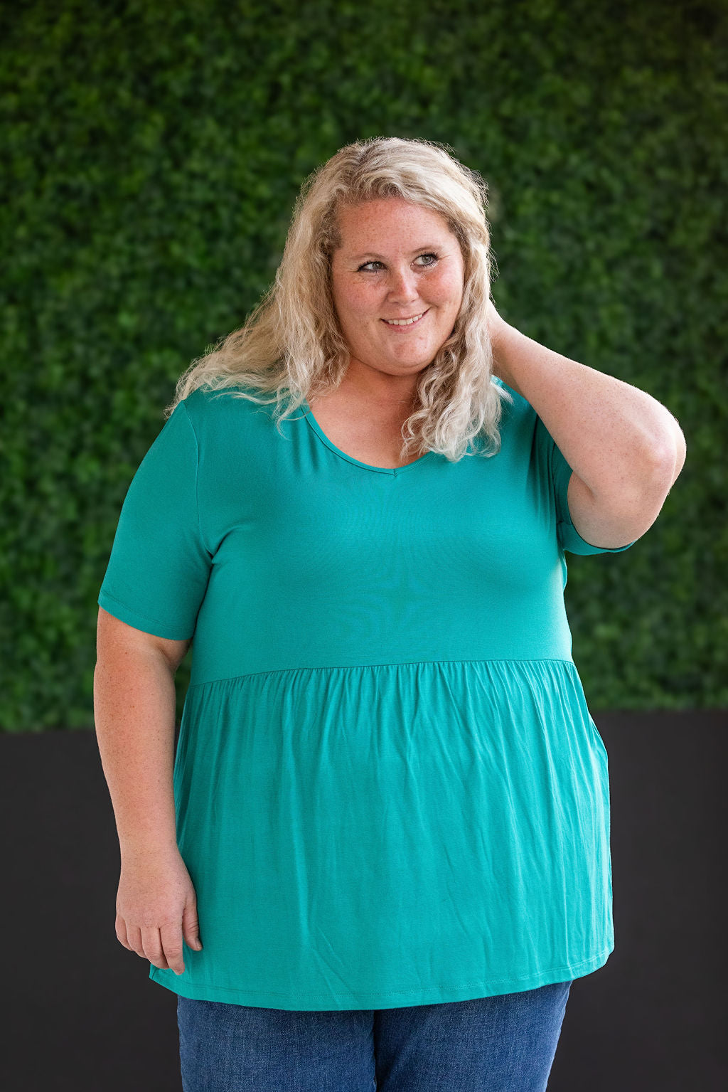 Sarah Ruffle Short Sleeve - Teal