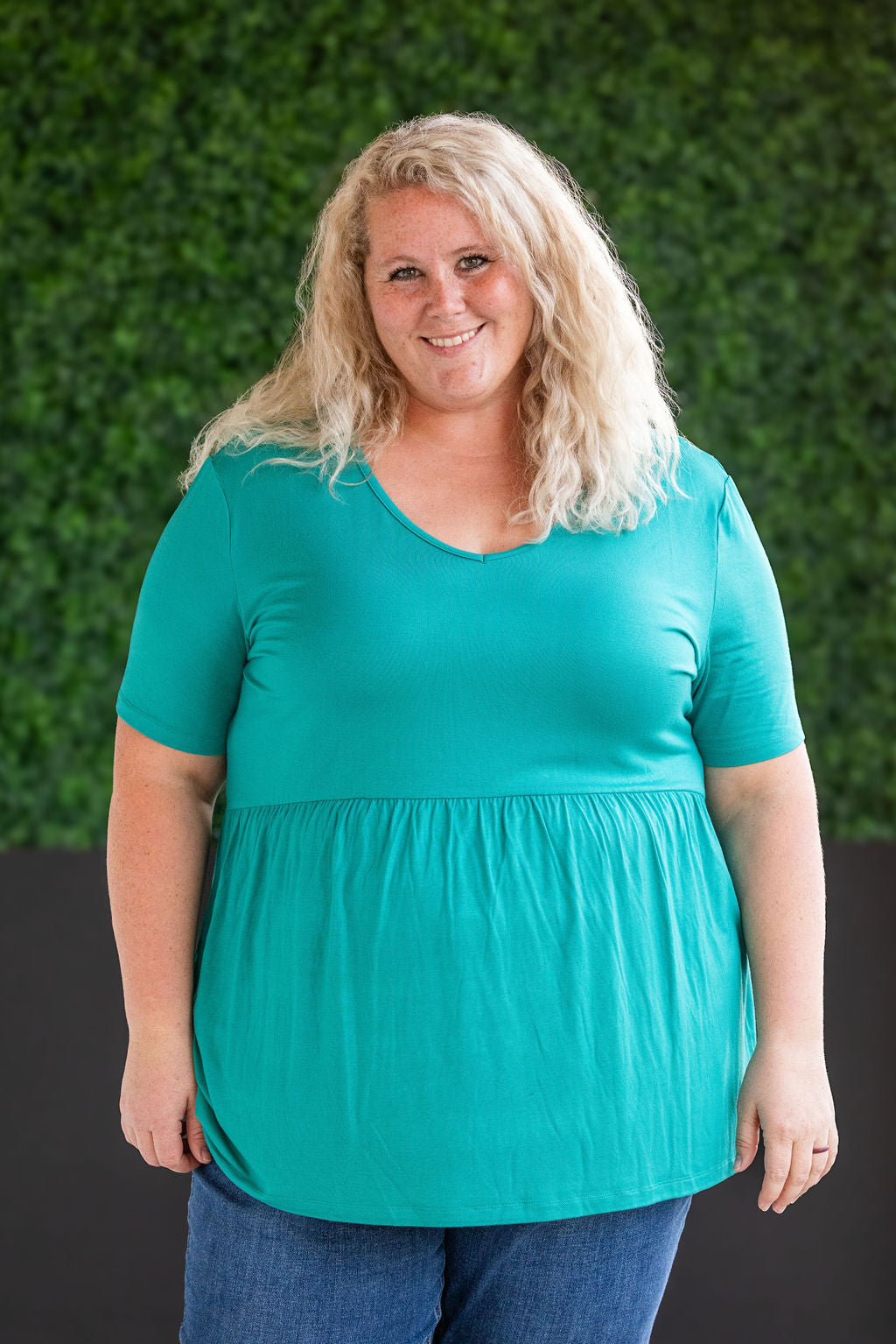 Sarah Ruffle Short Sleeve - Teal