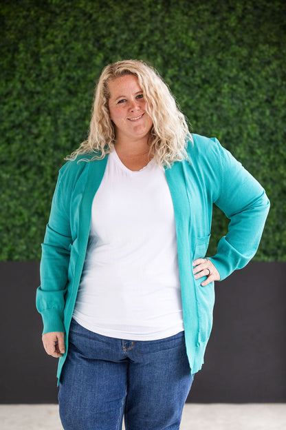 High Pocket Cardigan - Teal FINAL SALE