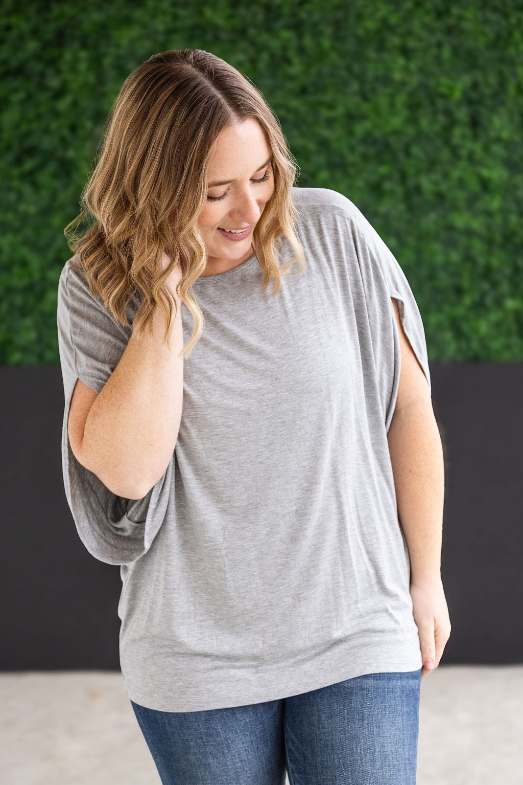 Darcy Dolman Top - Light Grey