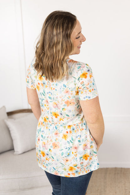 Sarah Ruffle Short Sleeve - Watercolor Floral