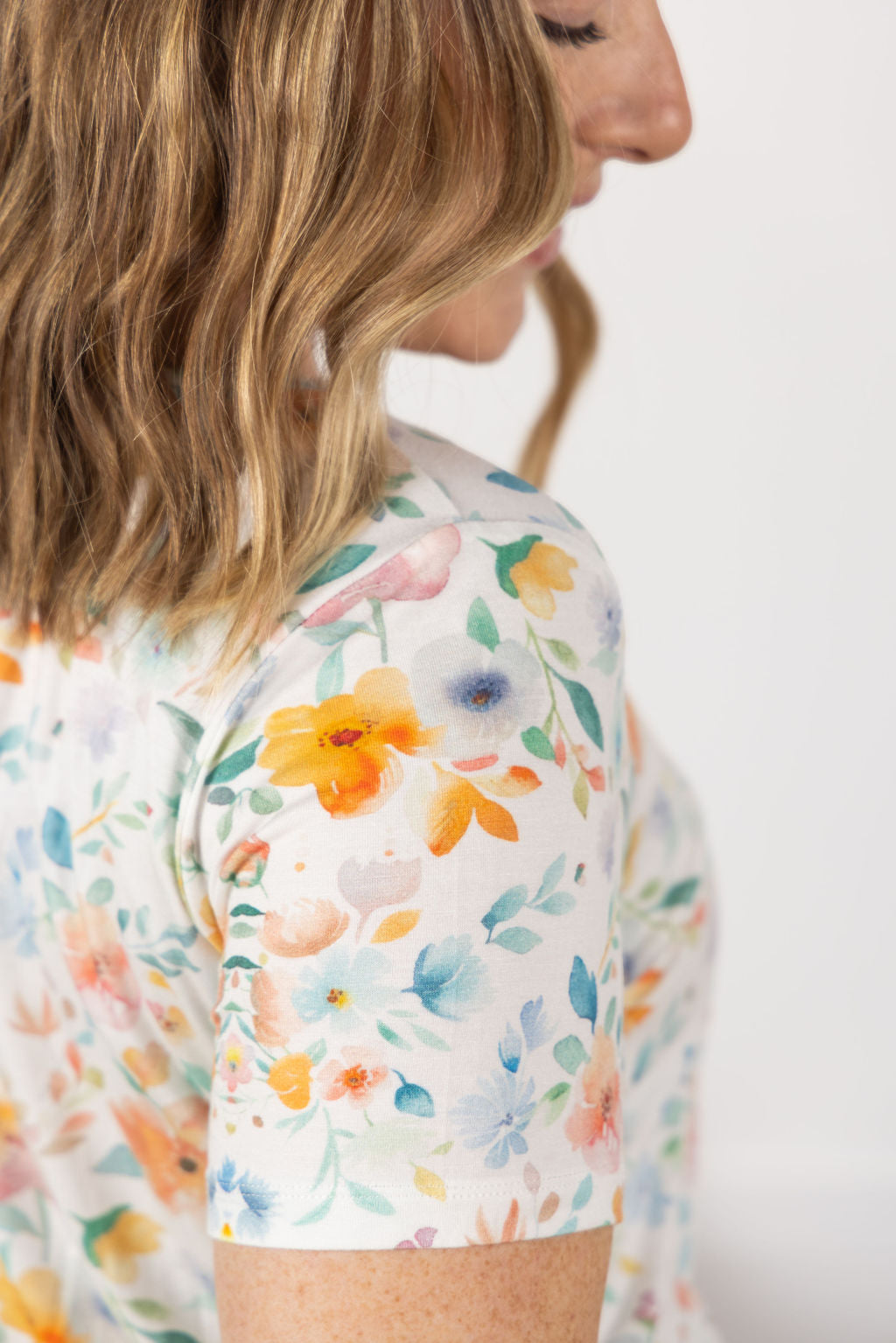 Sarah Ruffle Short Sleeve - Watercolor Floral