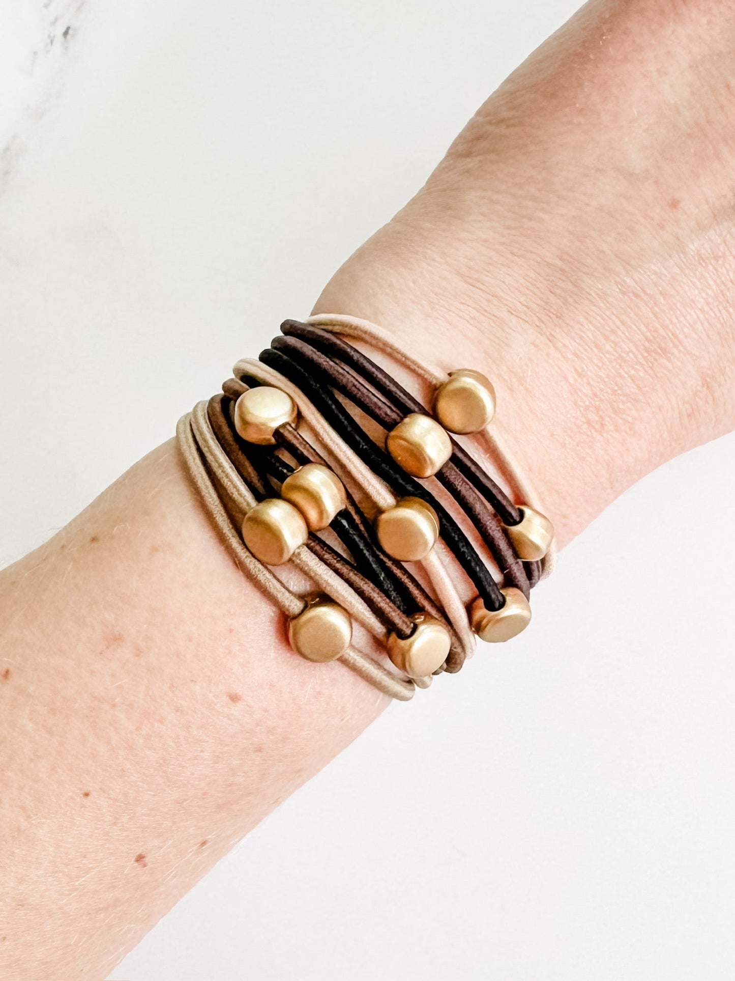 Hair Tie Bracelet Sets - Neutral Gold Accents