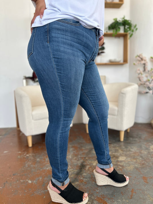 Judy Blue Full Size Cuffed Hem Low Waist Skinny Jeans