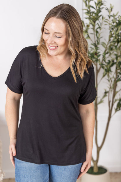 Bamboo V Neck Tee - Black FINAL SALE