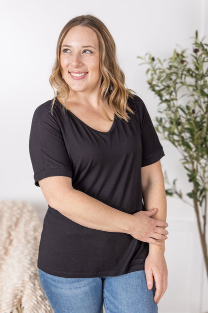 Bamboo V Neck Tee - Black FINAL SALE
