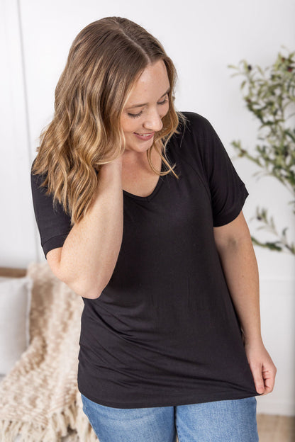 Bamboo V Neck Tee - Black FINAL SALE
