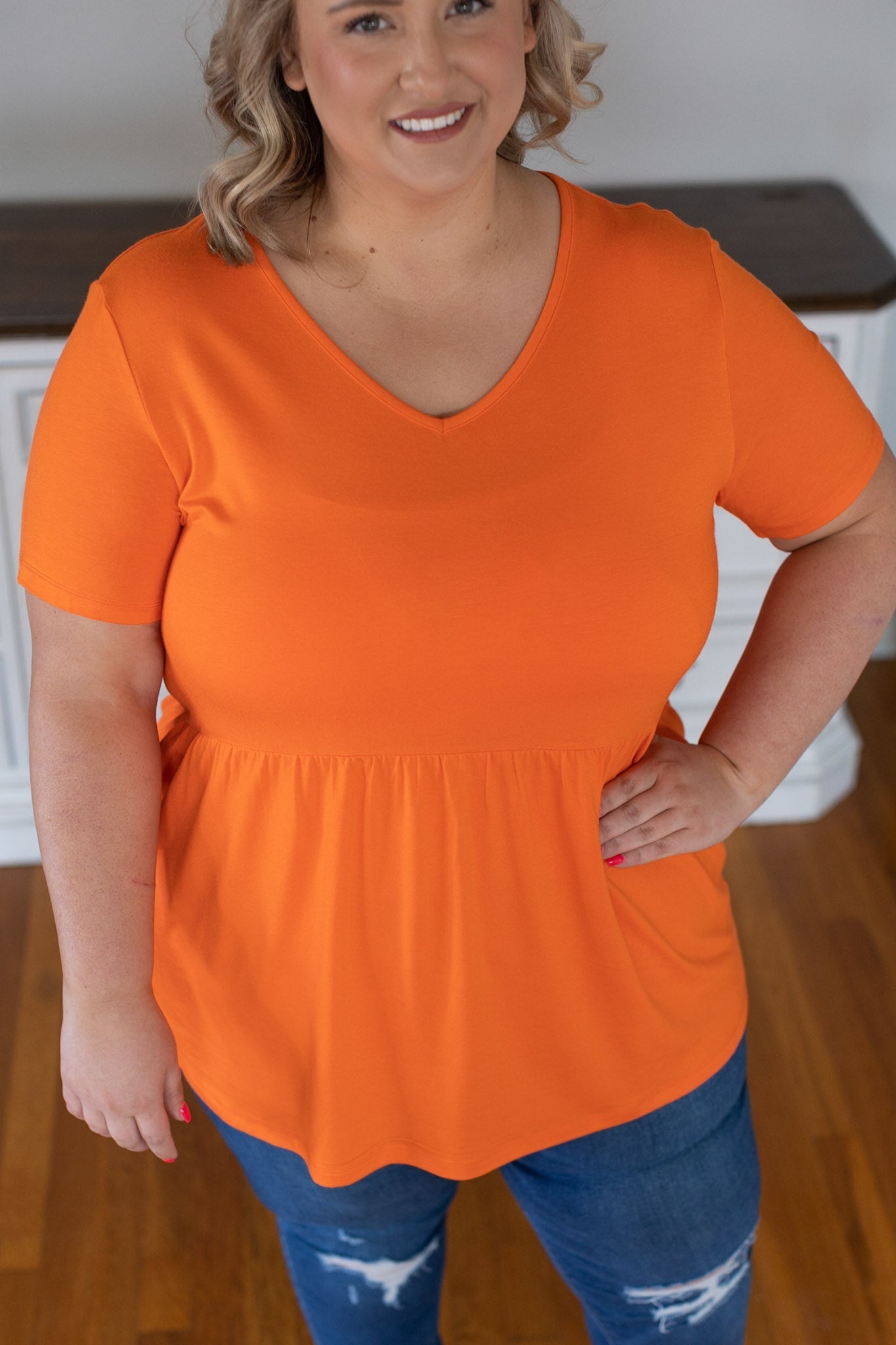 Sarah Ruffle Top - Orange