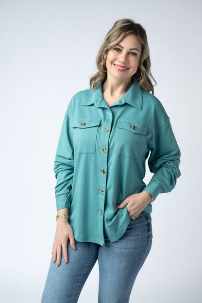 Brenna Button Down Top - Teal