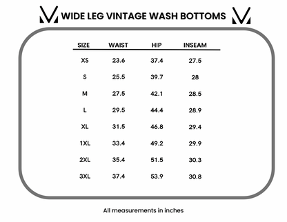 Wide Leg Vintage Wash Bottoms - Winter Blue