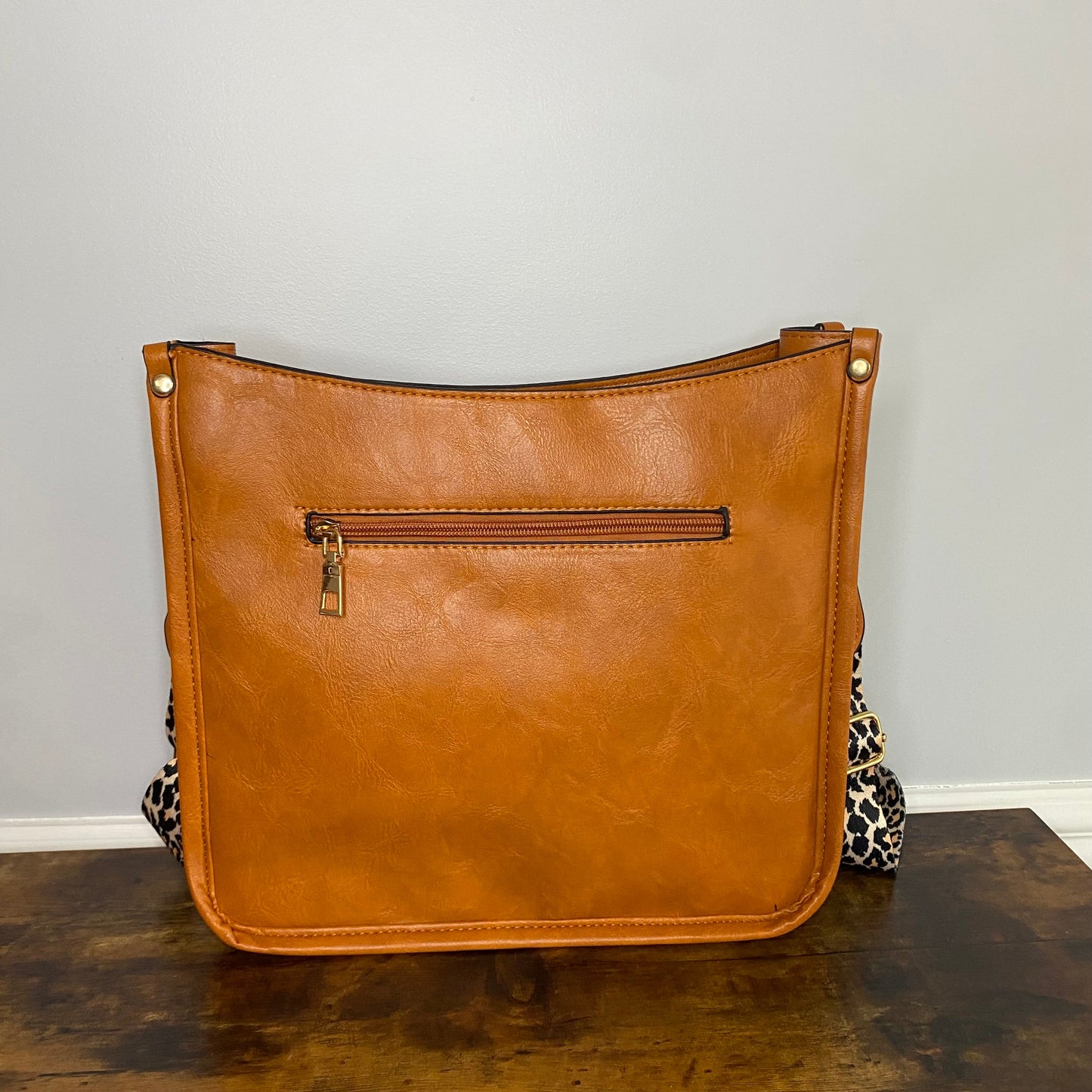 Aubree Crossbody Purse - Camel & Animal Print