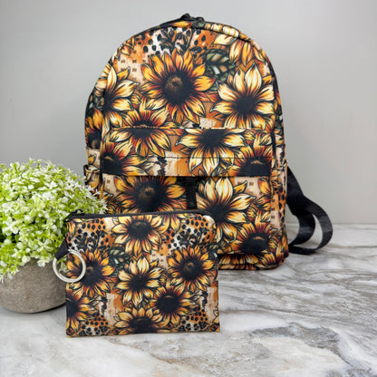 Mini Backpack, Pouch, & Mini Pouch Bundled Set - Sunflower Dots