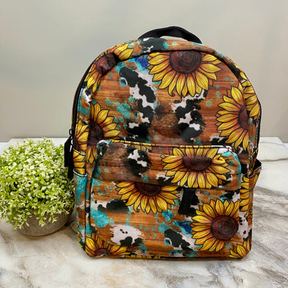 Mini Backpack - Sunflower Cow Wood