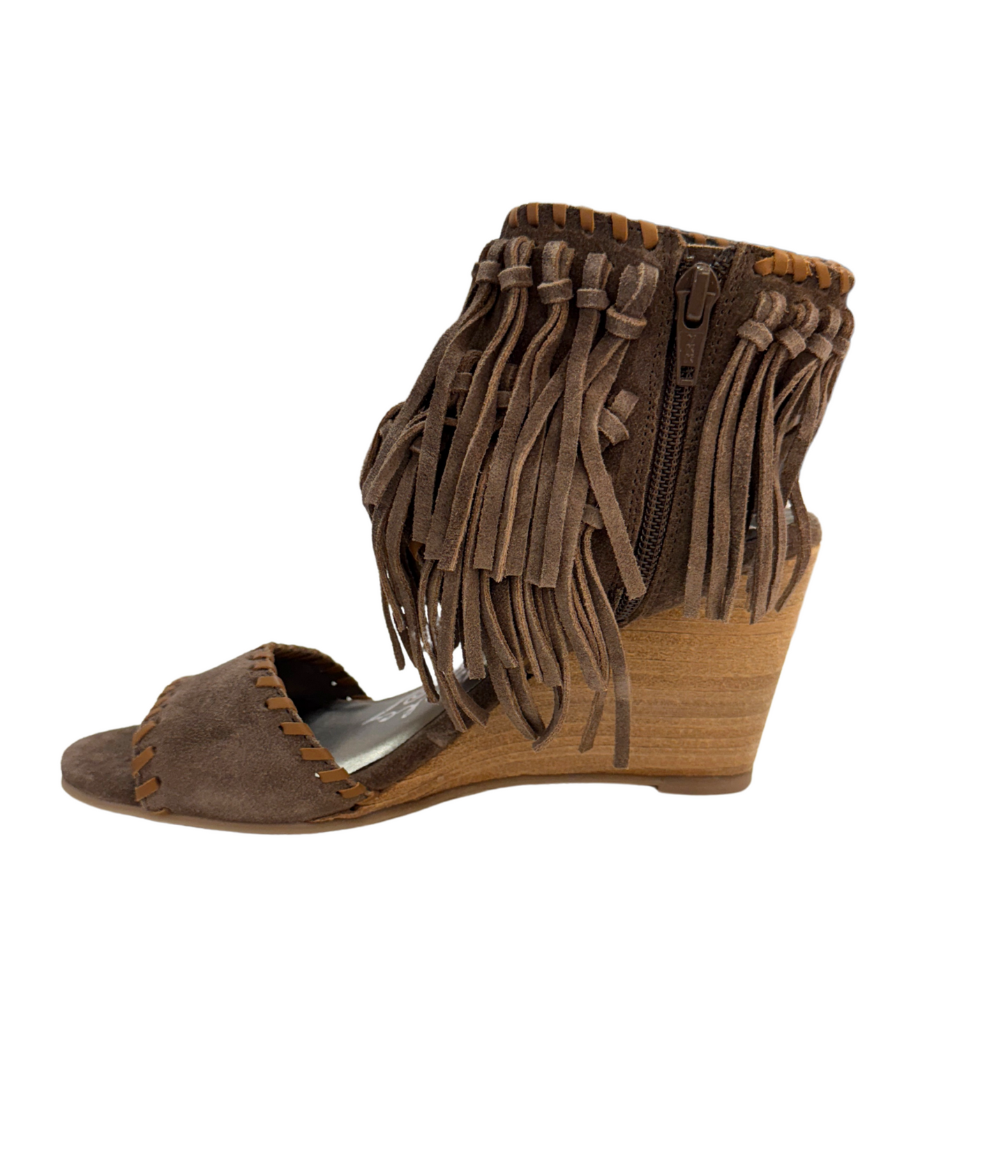 True Fringe Wedge in Taupe