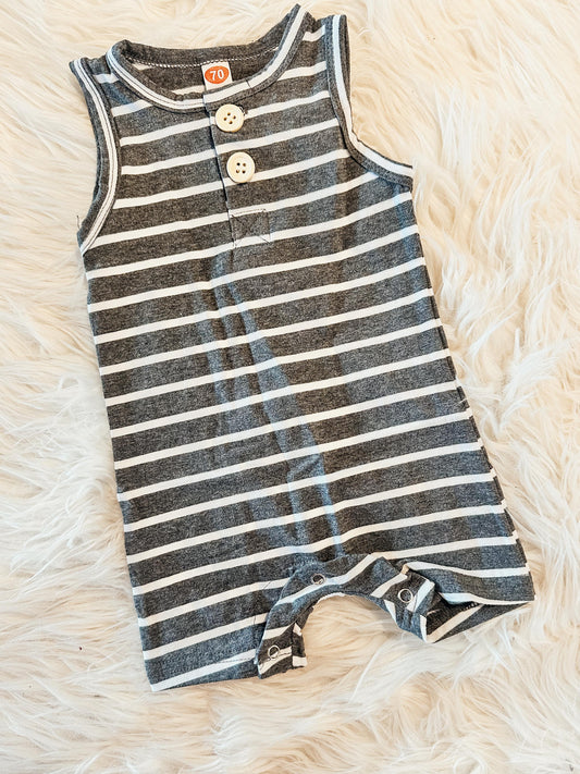 Grey Striped Button Jumper-READY TO SHIP NOW