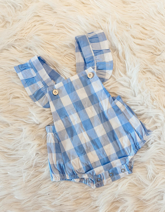 Blue Gingham Romper-READY TO SHIP NOW