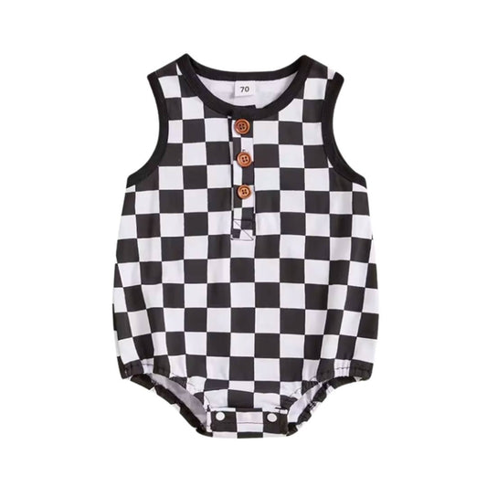 Black Chex Tank Romper READY TO SHIP