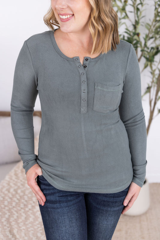 Georgia Long Sleeve Top - Dusty Jade FINAL SALE