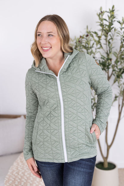 Geometric Fullzip Hoodie - Sage