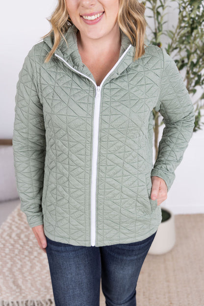 Geometric Fullzip Hoodie - Sage