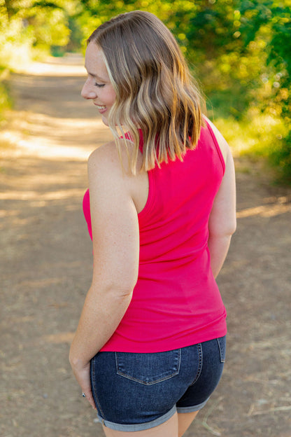 Tara Ribbed Tank - Hot Pink