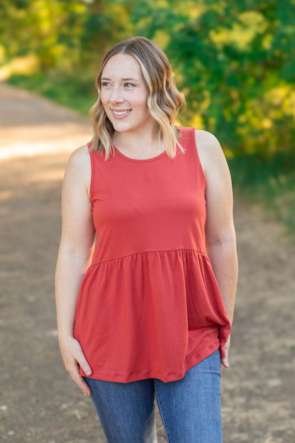 Renee Ruffle Tank - Brick