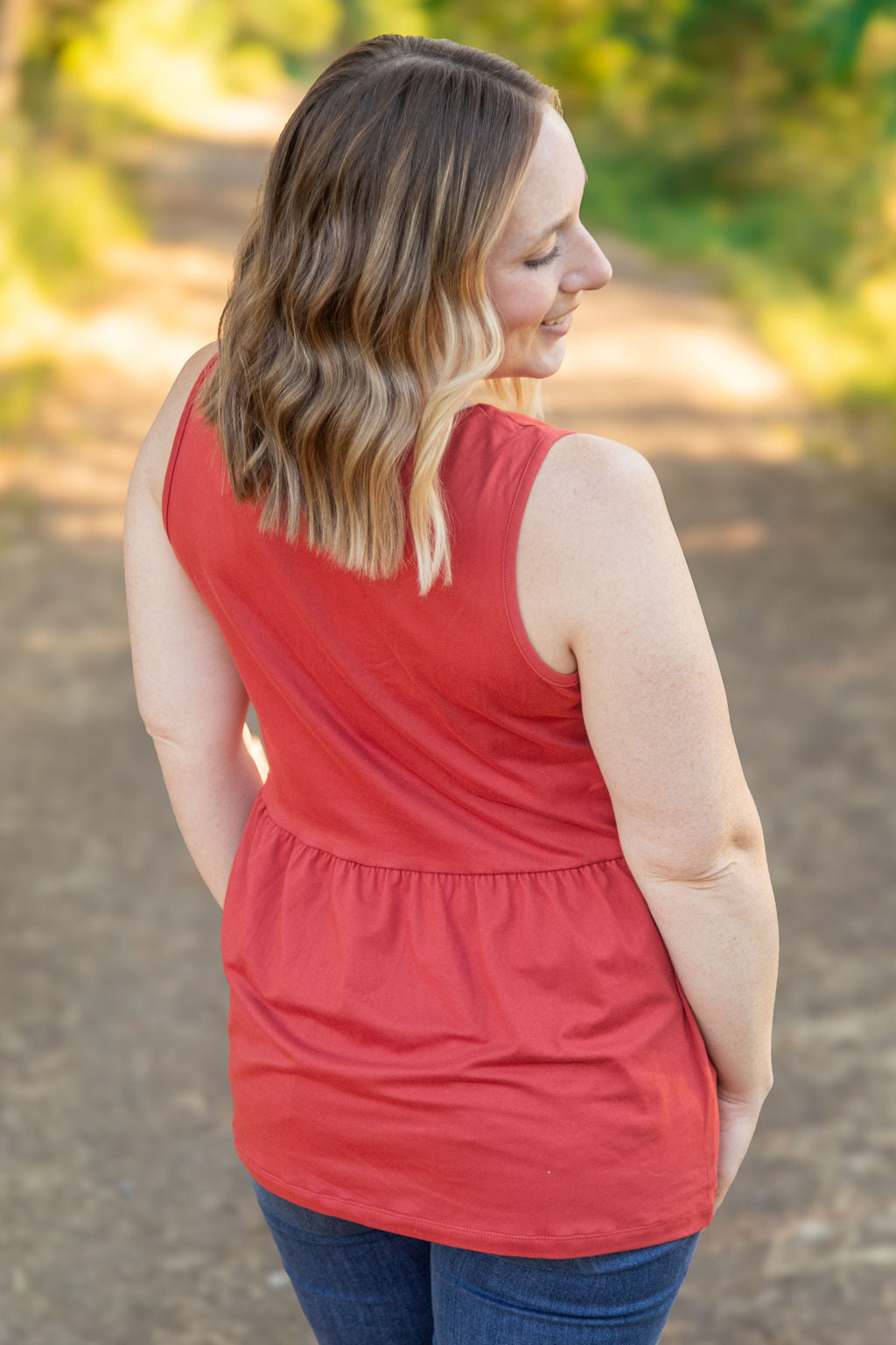 Renee Ruffle Tank - Brick