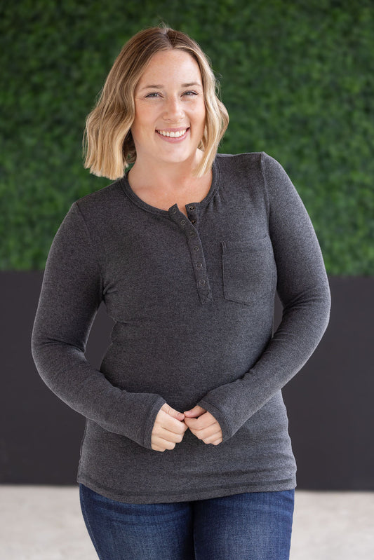 Georgia Long Sleeve Top Dark Gray-FINAL SALE