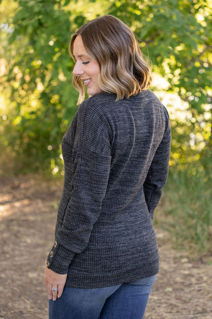 Brittney Button Sweater - Charcoal