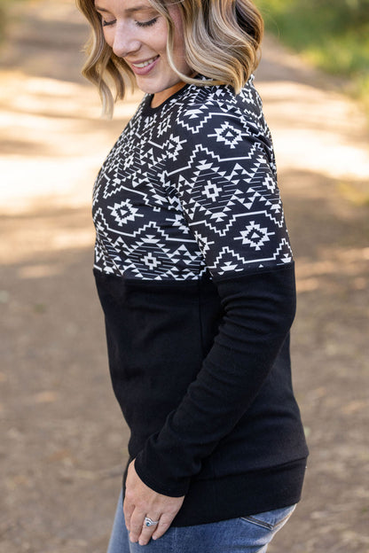 Natalie Pullover - Black Geometric