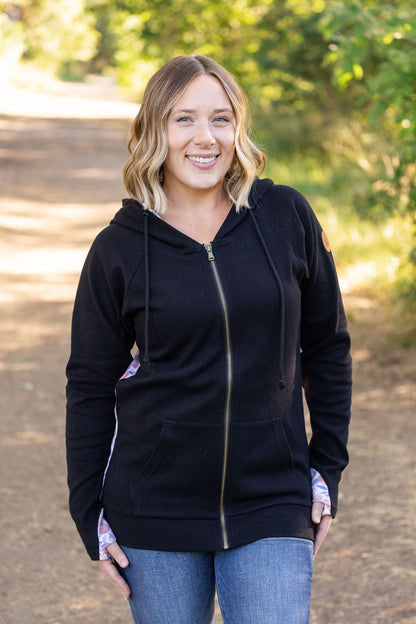 Classic Fullzip Hoodie - Black and Fall Floral