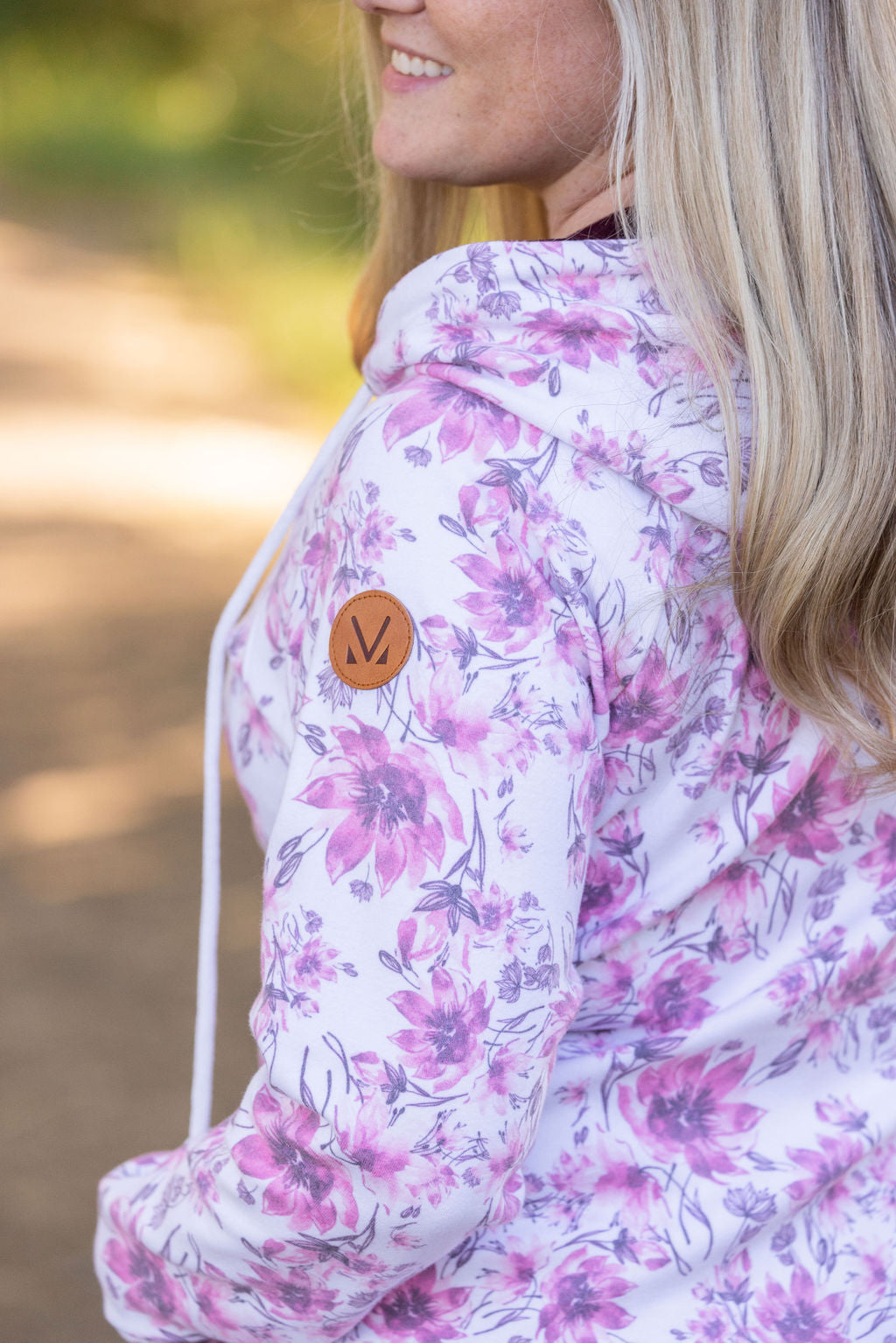 Classic Fullzip Hoodie - Pink Floral and Burgundy