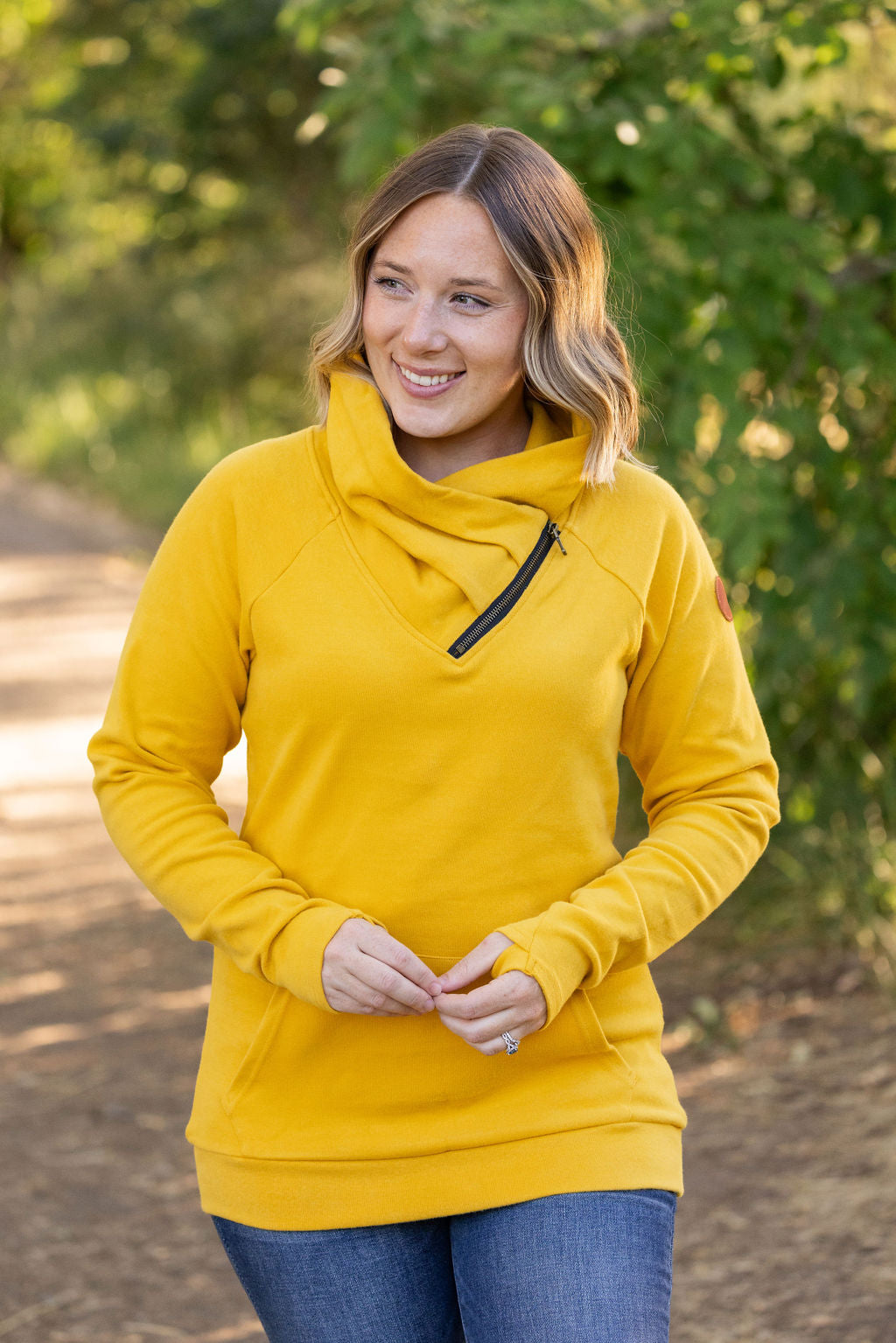 Classic Zoey ZipCowl Sweatshirt - Mustard