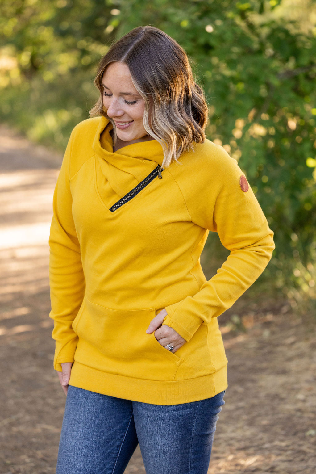 Classic Zoey ZipCowl Sweatshirt - Mustard