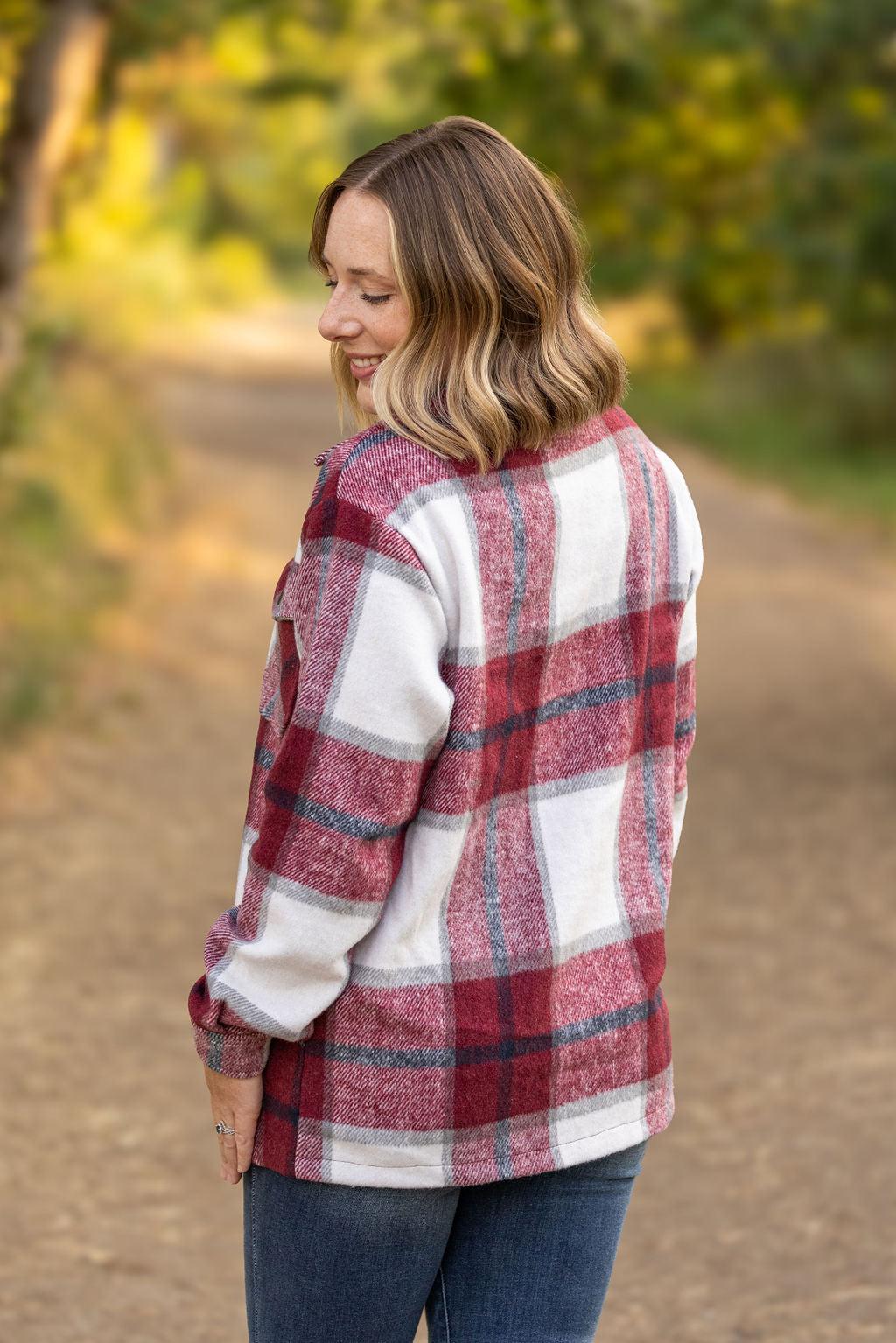 Norah Plaid Shacket - Merlot and Grey Mix