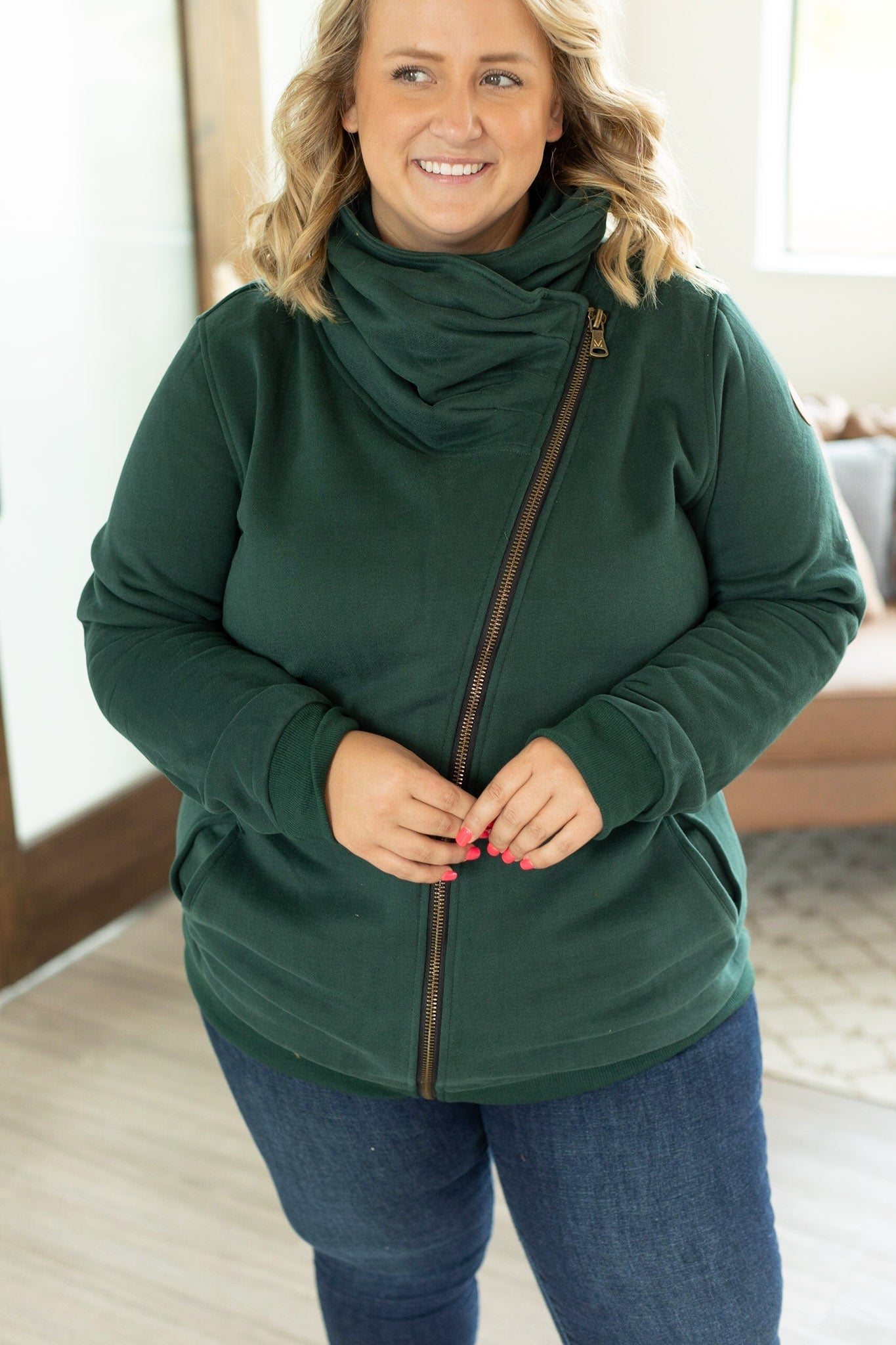 Quinn ZipUp Cowl - Evergreen