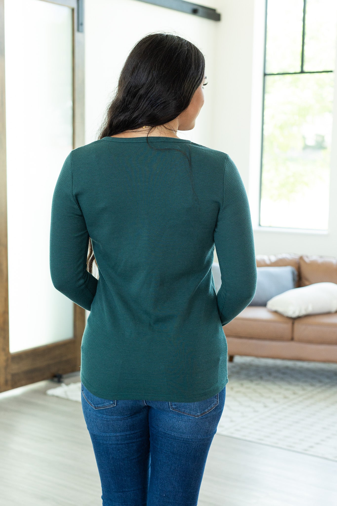 Harper Long Sleeve Henley - Evergreen