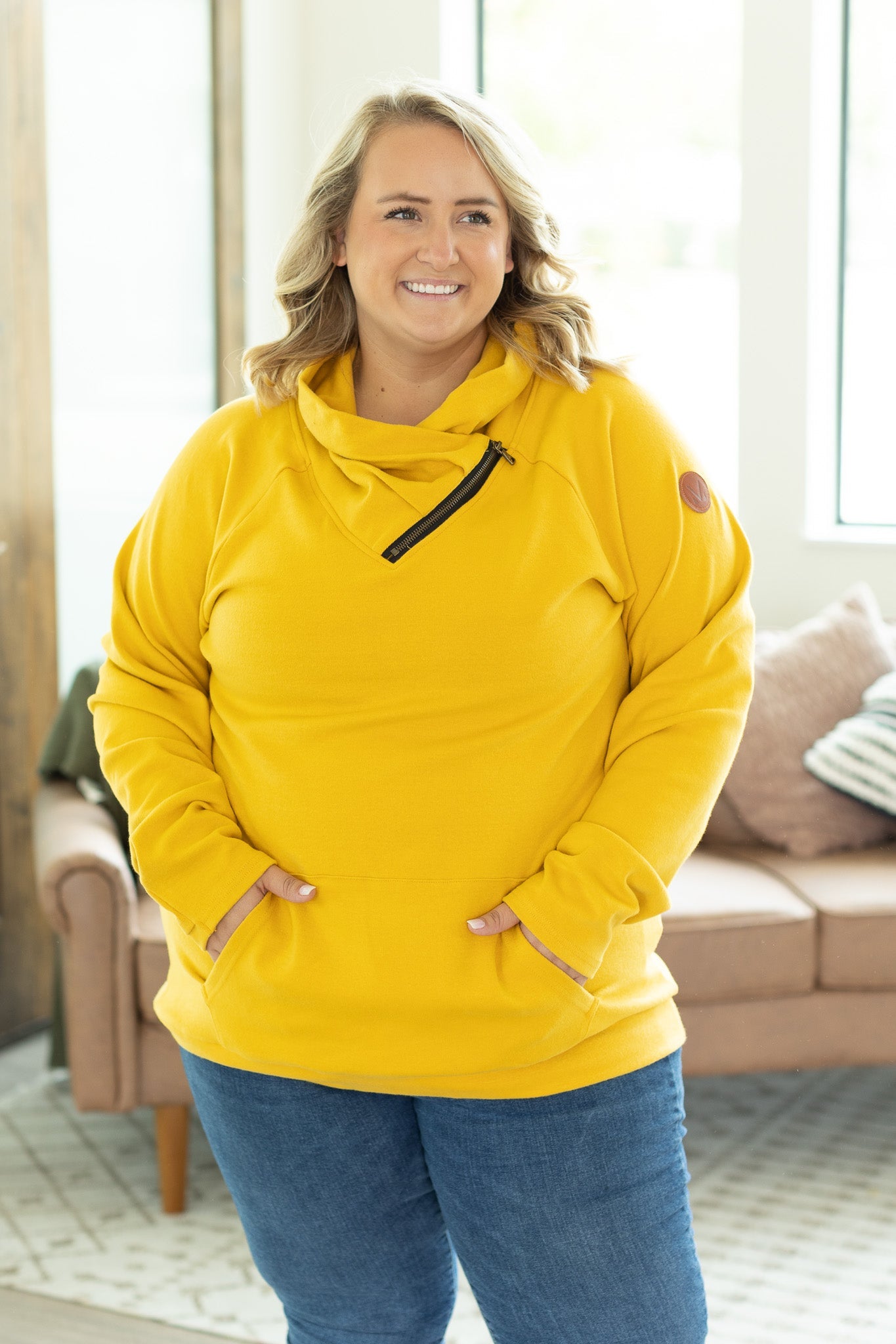 Classic Zoey ZipCowl Sweatshirt - Mustard