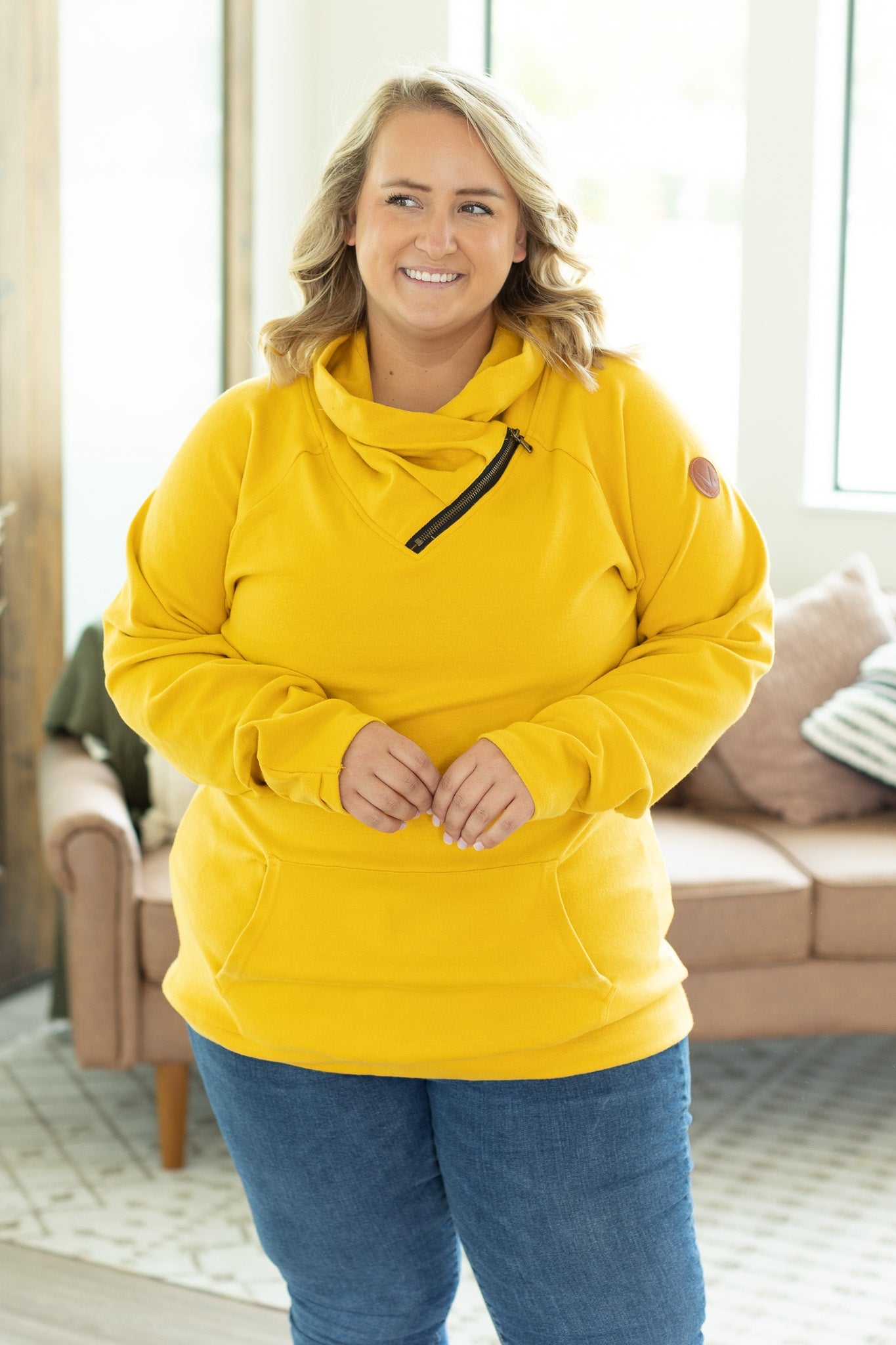 Classic Zoey ZipCowl Sweatshirt - Mustard